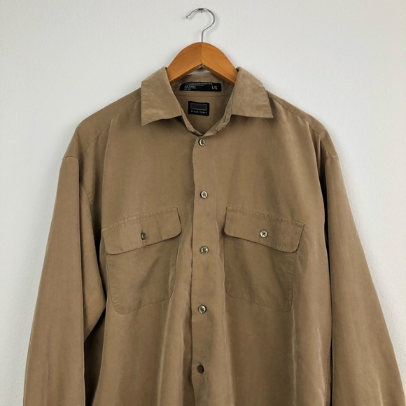 Haggar Black Label Mens Tan Button Down Large - Picture 3 of 7